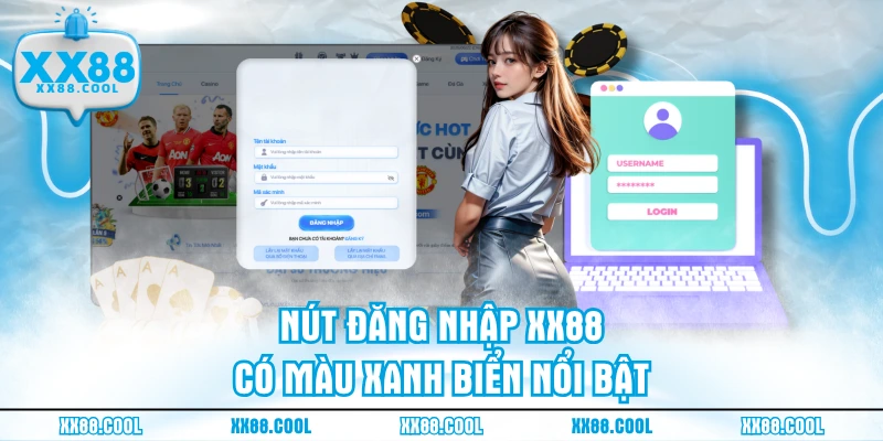 Nút đăng nhập XX88 có màu xanh biển nổi bật